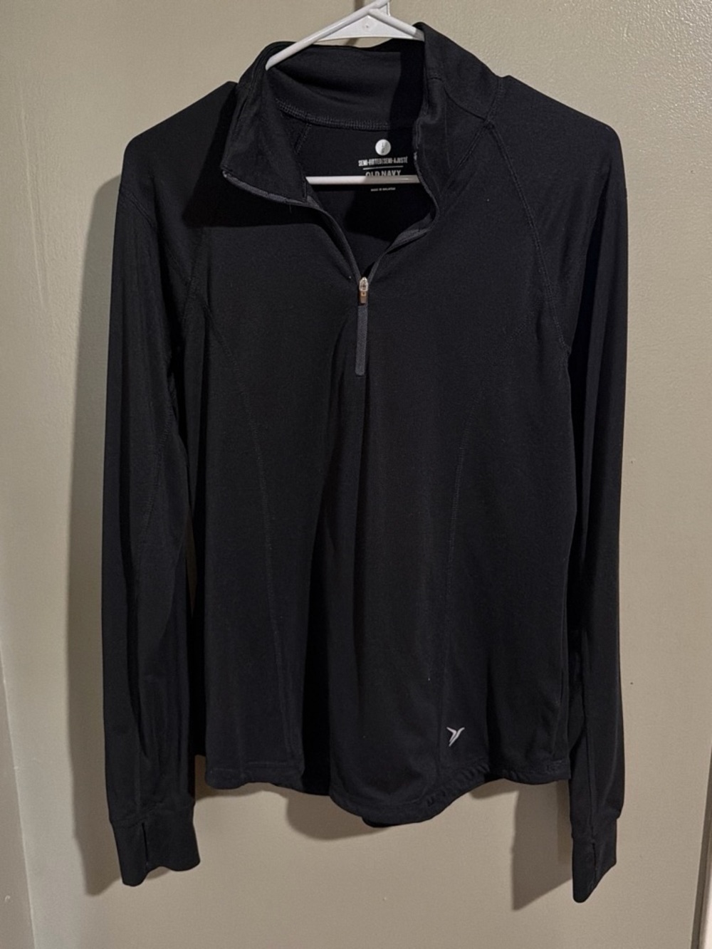 Old Navy Black Long-Sleeve Quarter-Zip Athletic Top